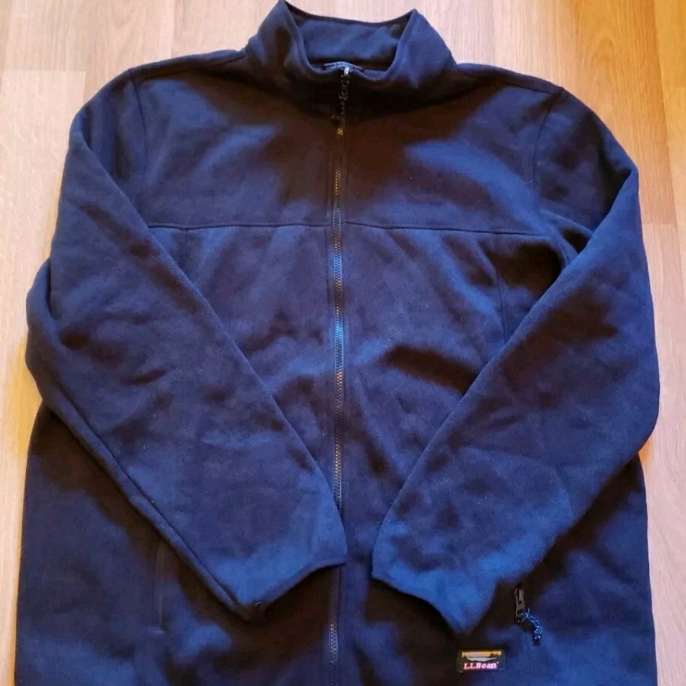 L.L. Bean Full Zip Fleece Jacket Men's XXL Black Long Sleeve Pockets